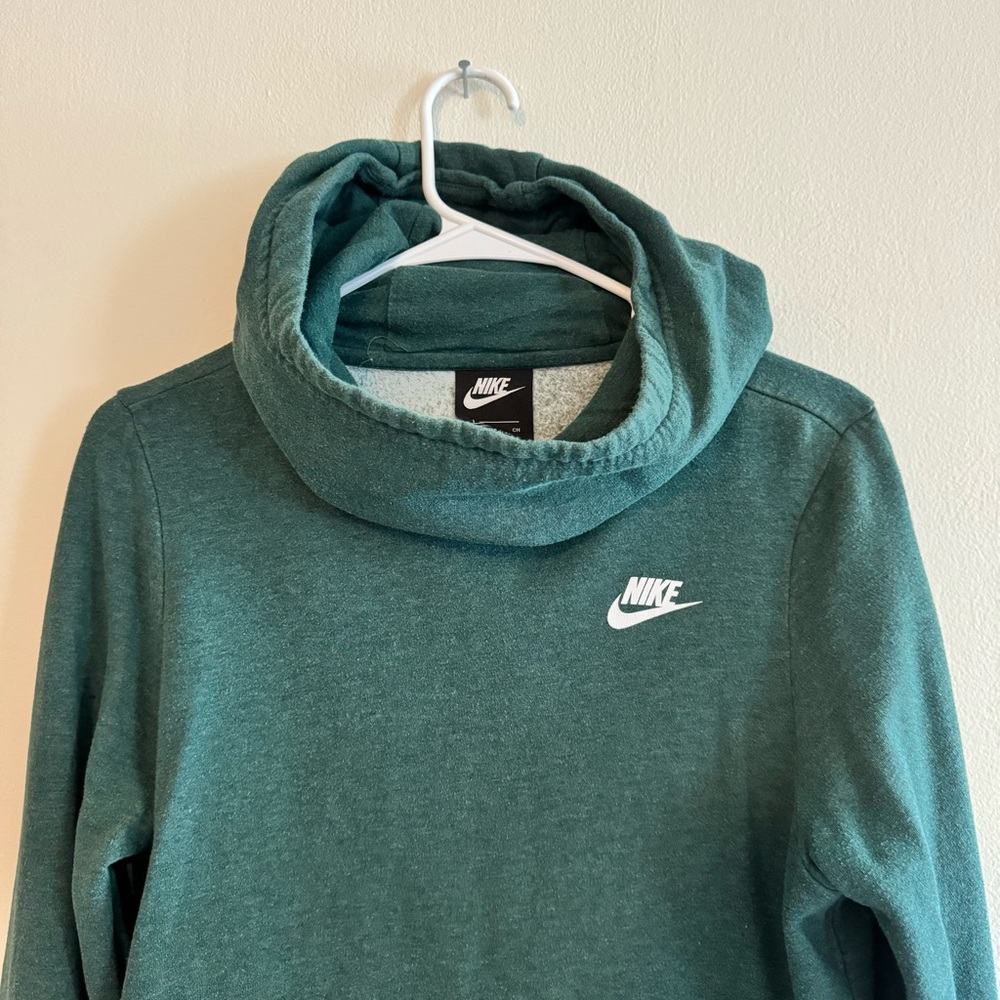 Women's S Small Nike Green High Neck Pullover Logo Hoodie - Picture 2 of 5